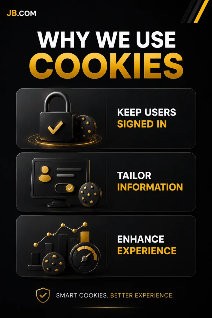 JB.COM cookies policy banner with secure browsing and user preferences.