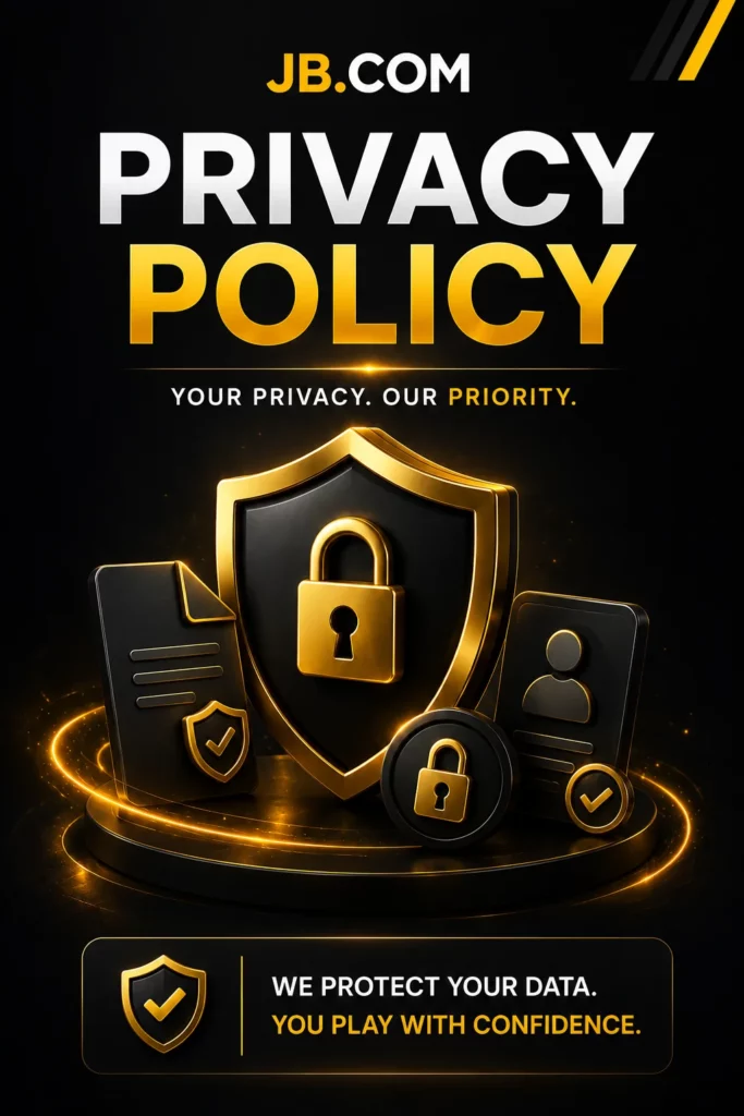 JB.COM privacy policy banner with secure data protection theme.