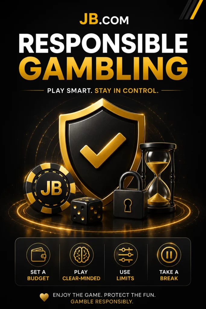 JB.COM Responsible Gambling banner promoting safe and controlled play.