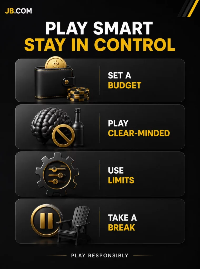 JB.COM responsible gaming tips with budget limits and break reminders.